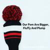 4Pcs Knitted Golf Headcovers Set | Striped Contrast Design with Pom-Pom | Long Neck Driver/Fairway Woods Covers 1/3/5# Warm Winter Golf Accessories