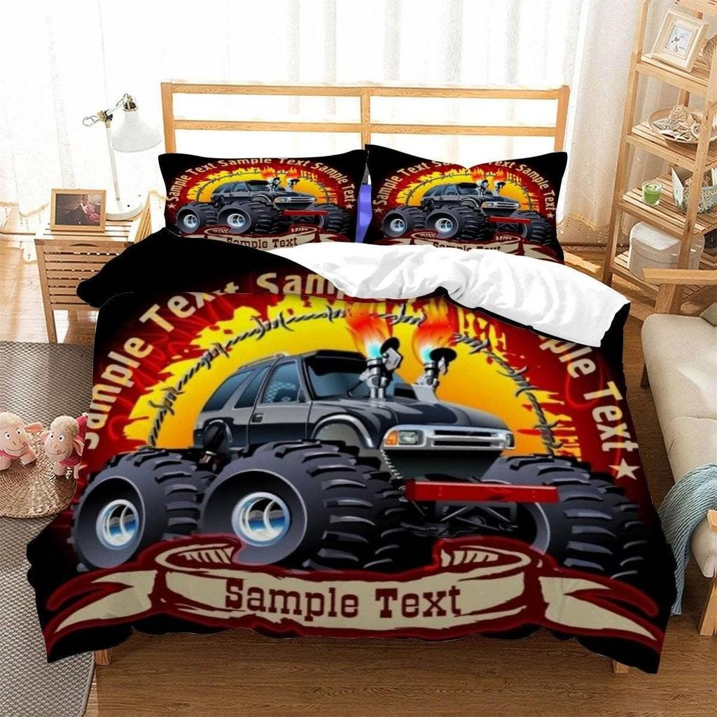 Постельное белье на гоночную тематику с 3D-принтом мультяшного монстр-трака, мягкое пуховое антиаллергенное пуховое пододеяльник, комплект постельного белья для взрослых, подростковое