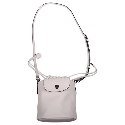 Le Pliage Xtra Тисненый логотип Регулируемый съемный плечевой ремень Застежка-шнурок Кожаная сумка-ведро Мини Женские сумки Бежевый 10317987555