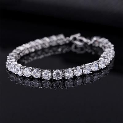 4 мм кубический цирконий теннисные браслеты для женщин Iced Out цепочка серебряный цвет браслет мужской циркон браслет CZ Pulseras