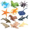 Marine Life 12-Piece Simulation Animal Model, Underwater World Starfish Octopus Seal Shark Ornament Toy