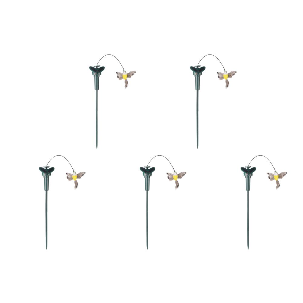 5-1PC Solar Powered Flying Wobble Solar Garden Dancing Ornament Cute Animal Butterfly Bird Garden Stake Outside Ornament Decor