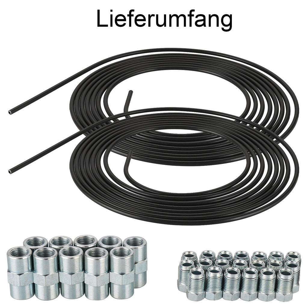 1 Set Brake Line Kit 5m 3/16" (4.75mm) Steel- Plated- PVF Brake Pipe- Hose Lines Piping Tubes Tubing Anti-Rust Replacement Part