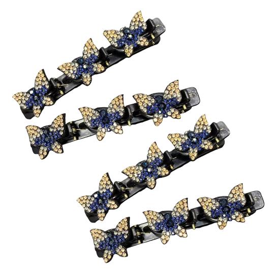 4 шт. заколки для волос в виде бабочек со стразами, для задней части головы, для плетения, зажим для волос, двухслойные заколки, женские, для девочек, аксессуары для волос, подарок на день рождения, на Рождество