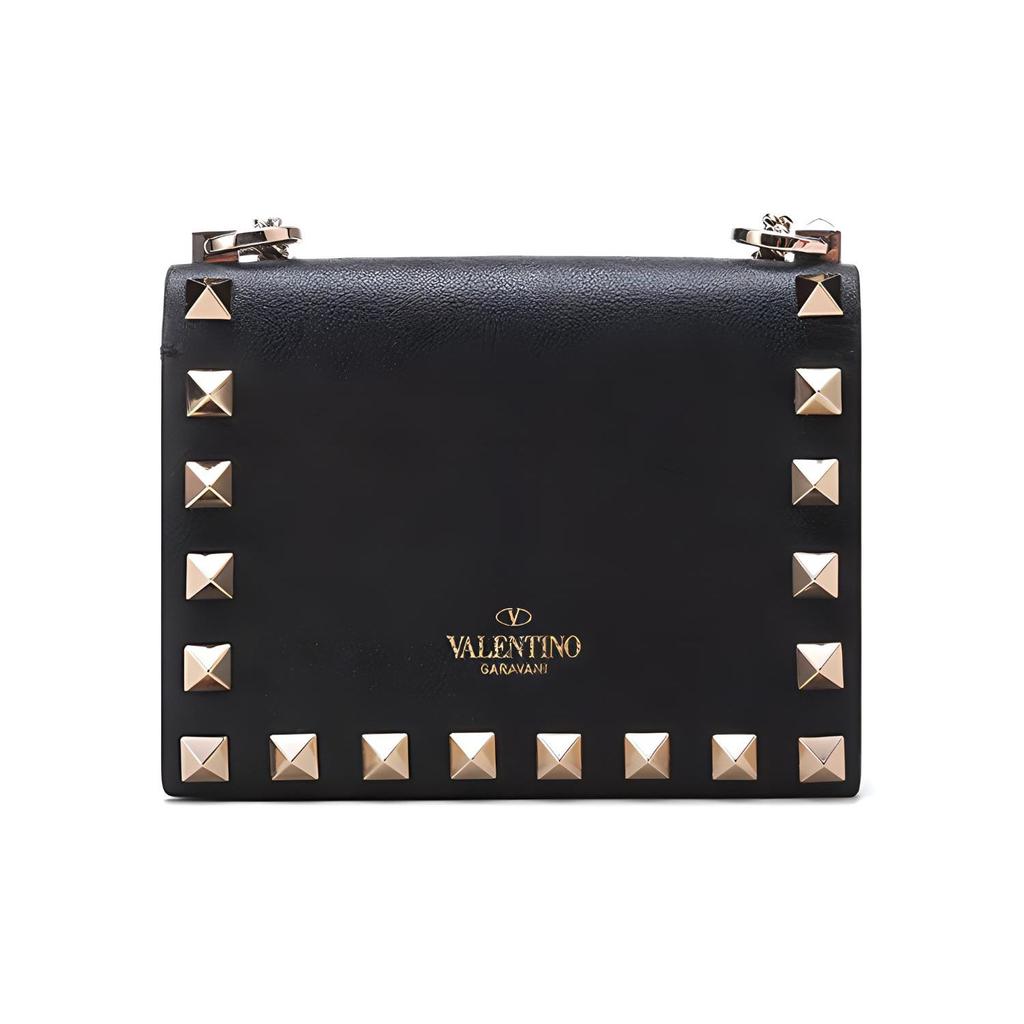 Valentino Studded Leather Chain Shoulder Bag Women Shoulder Bag Black XW2P0X05BOL-0NO