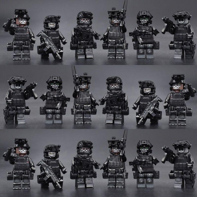 Совместимые с Lego Военные Строительные Блоки Спецназ Миниатюрные Солдаты С Полным Вооружением Мальчики Сборные Игрушки