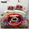 3D Colorful Eyes Duvet Cover Microfiber Vintage All Seeing Eye Tattoo Quilt Cover Boho Mandala Bedding Set Full Single King Size