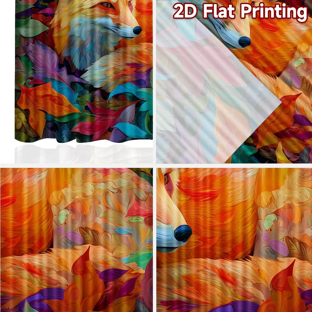 2 шт., Шторы с плоской 2D-печатью (Без Рода) Осенний лис(3) Рождественские праздничные шторы с цифровой печатью Полиэстеровые шторы