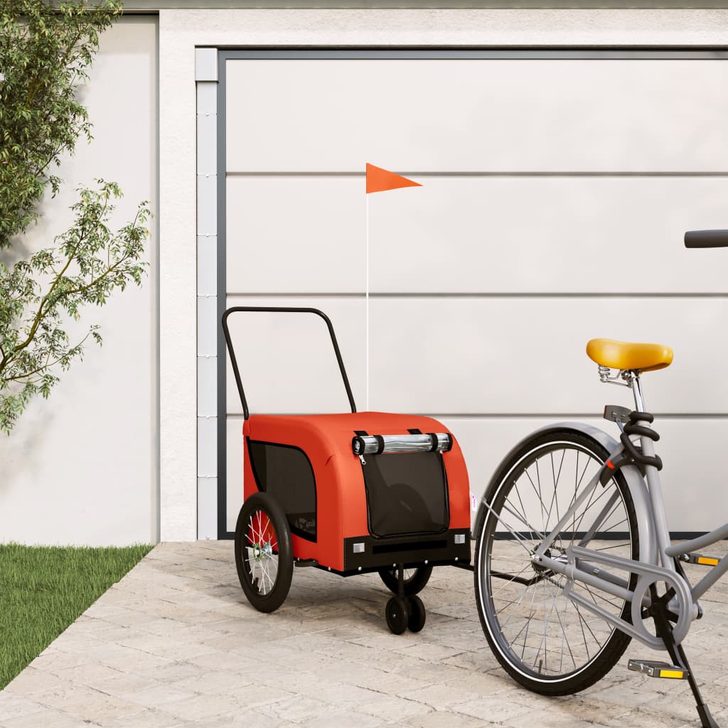 Bike Trailer for Dogs Orange and Black Oxford Fabric & Iron