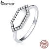 925 Sterling Silver Sparkling Geometric Hexagon Ring for Women Statement Ring