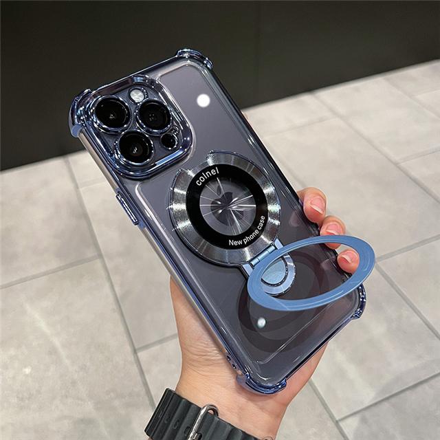 Роскошный чехол-подставка с гальваническим покрытием для iPhone 16E 15 Pro Max, прозрачный чехол для телефона для iPhone 11 12 13 14 Plus, защитная крышка