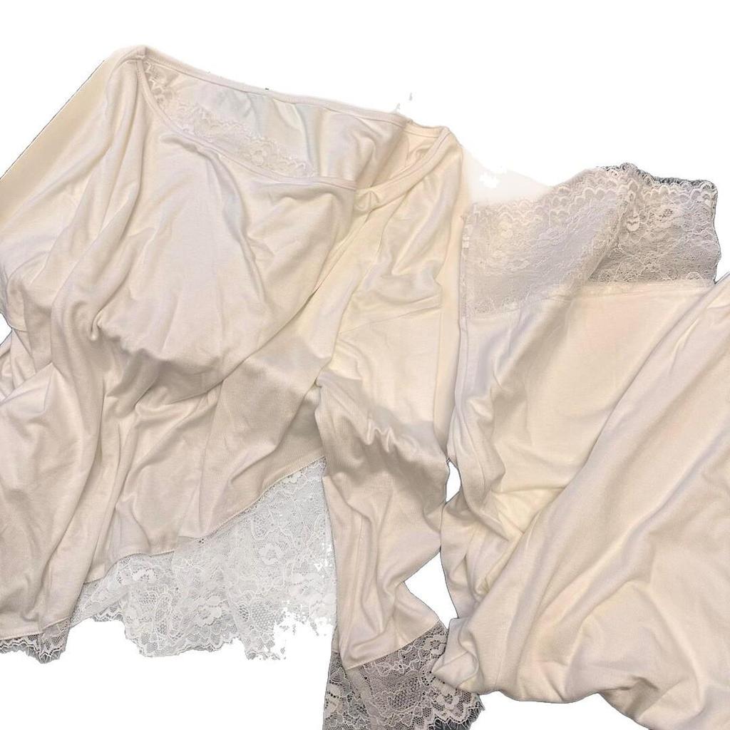 White Moon Beauty Women's Long Sleeve Modal Cotton Homewear with Pads - Loose Fit, Soft Spring/Fall Loungewear