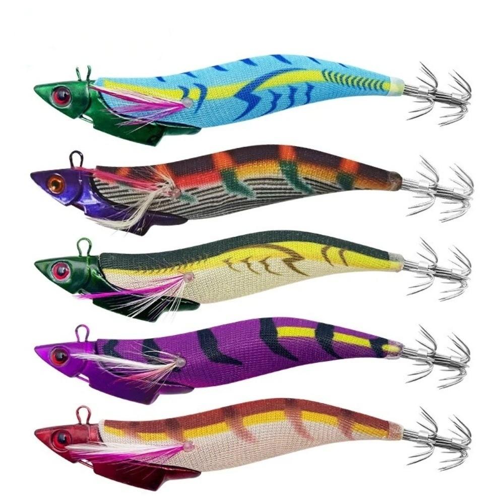 39g Weight Wooden Fishing Lure Sinking Design Shrimp Squid Lure Sinking Bait Lure Outdoor Fishing