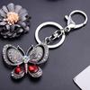 Shiny Rhinestone Hollowed Butterfly Pendant Keychain Keys Organizer Ring Decor