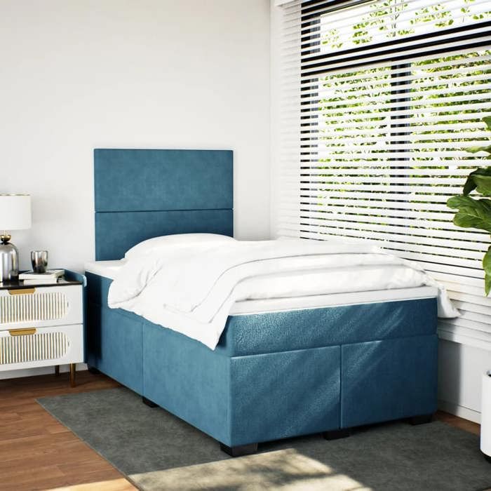 Maison Exclusive - Sommier à lattes de lit et matelas bleu 120x190 cm velours