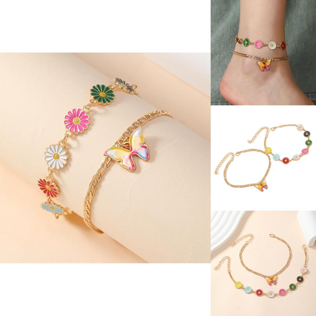 European Style Ladies Anklet Set With Geometric Alloy Design For Casual Wear
