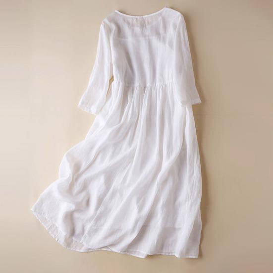 Летнее ретро-платье миди в этническом стиле с вышивкой и принтом, повседневное платье трапециевидной формы длиной до середины икры с длинными рукавами и пуговицами, полупланка