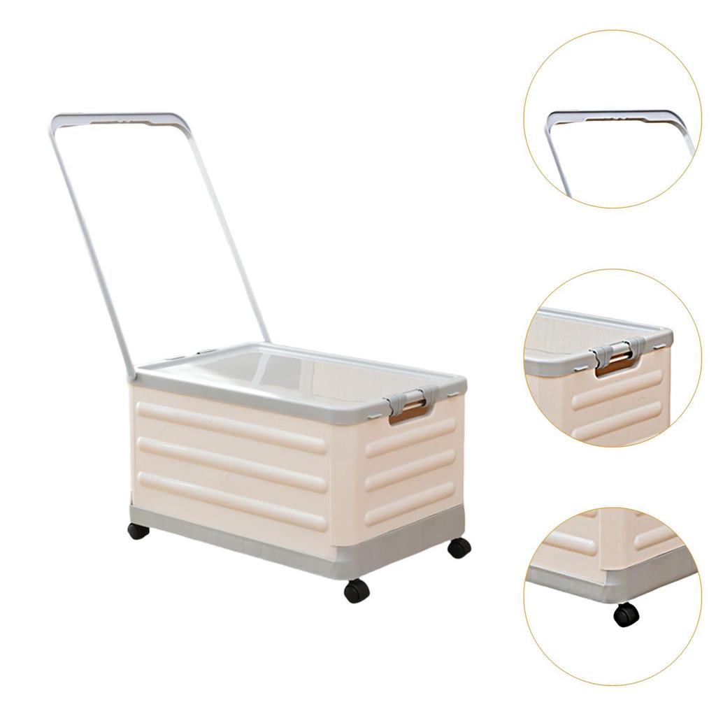 Storage Bin with Wheels and Handle Foldable Handcart with Lid Storage Box