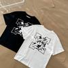 Off-White Летняя новинка 2025 года, черно-белая футболка с принтом роз и стрелок, с короткими рукавами для мужчин и женщин, парная футболка