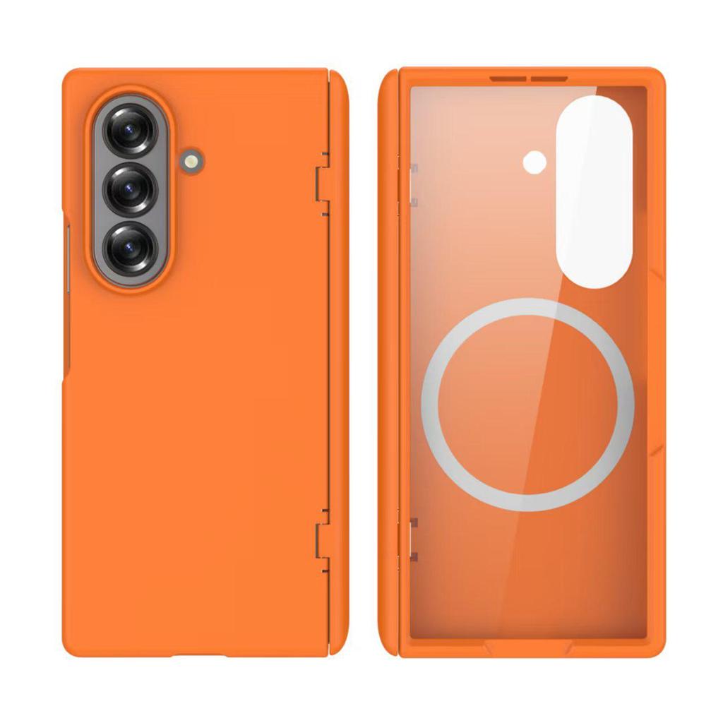 Магнитный беспроводной чехол-зарядка для Samsung Z Fold7 с пружинным шарниром и отделкой под кожу, совместим с Fold6.