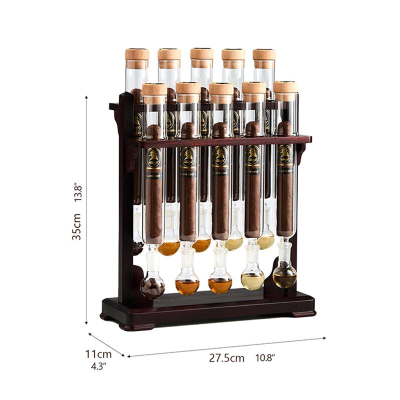 Cigar Flavor Infuser Humidor With Glass Tube,Red Wood Bracket With Humidifier And Hygrometer,Portable Cigar Storage Case