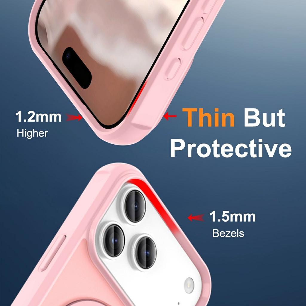 Чехол для iPhone 17 Pro Max с кольцом-держателем и подставкой, совместимый с MagSafe, из ТПУ + ПК