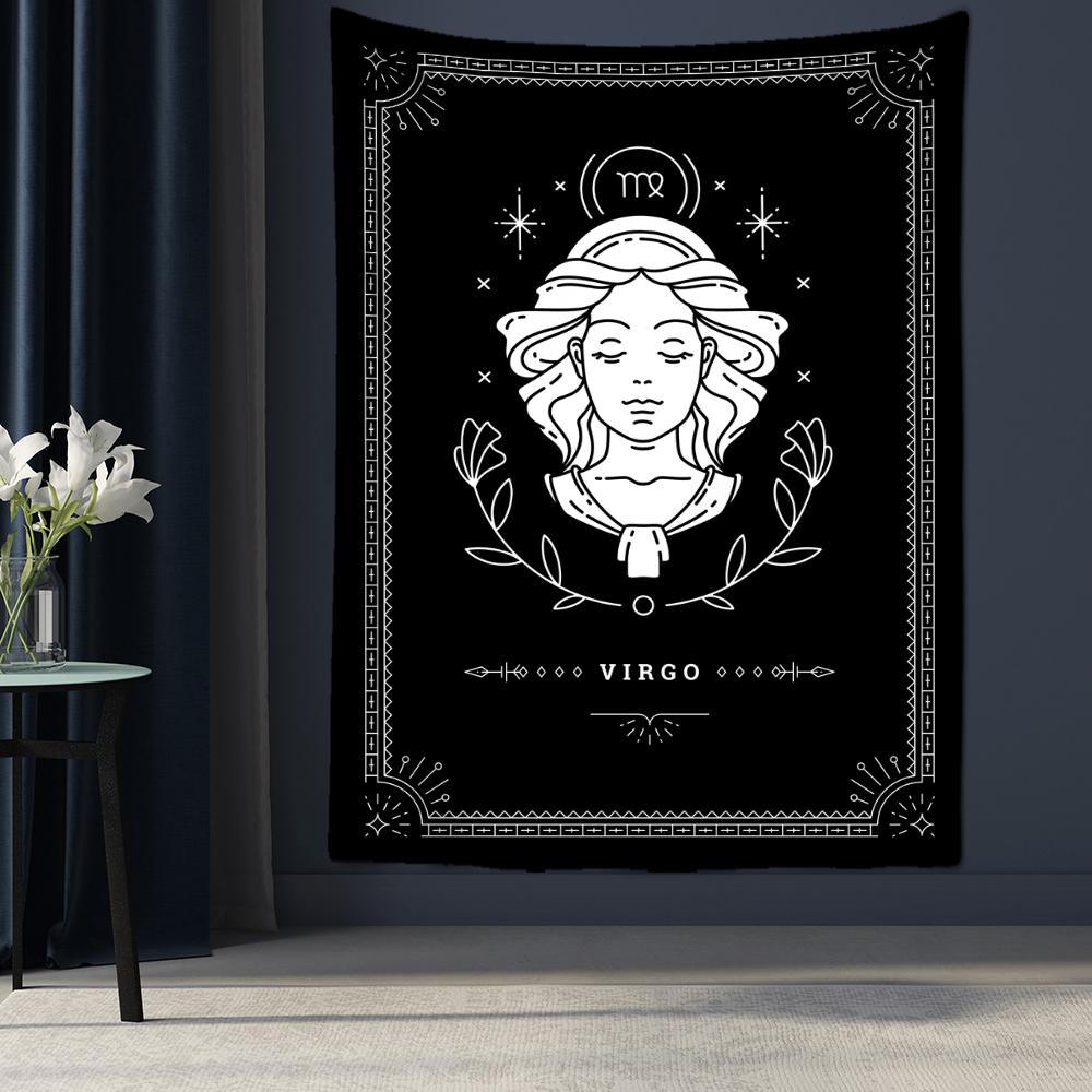 Черно-белый гобелен созвездия Таро, настенный Гобелен, научная фантастика, психоделическая магия, богемный хиппи, домашний декор