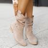 Autumn Winter Women's Boots with Large Low Heels 40-43 Suede Ankle Boots for Women Brown Long Boots