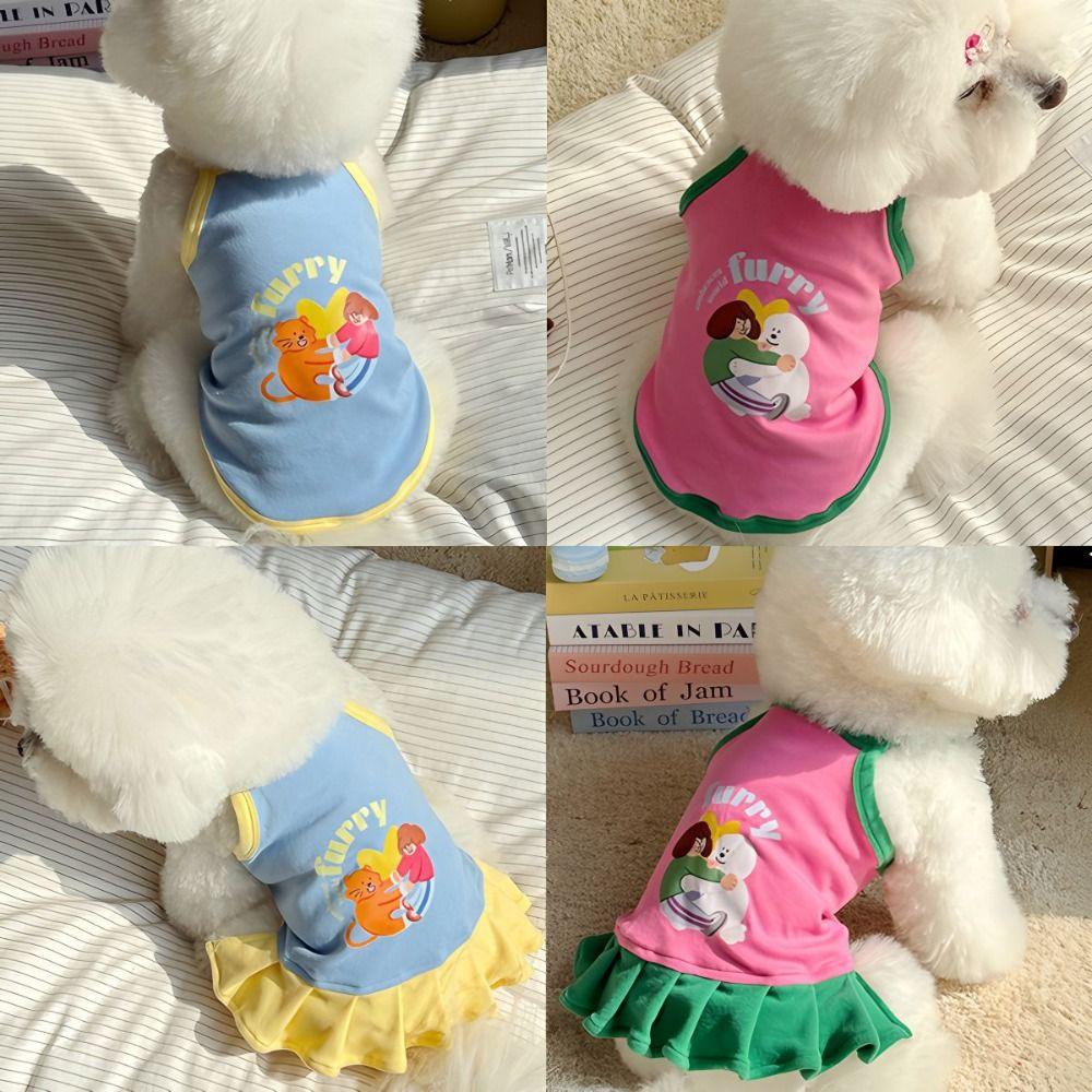 Comfortable Fabric Puppy Camisole Printed Design Small Dog Cat Dress Dogs Vest Spring and Summer