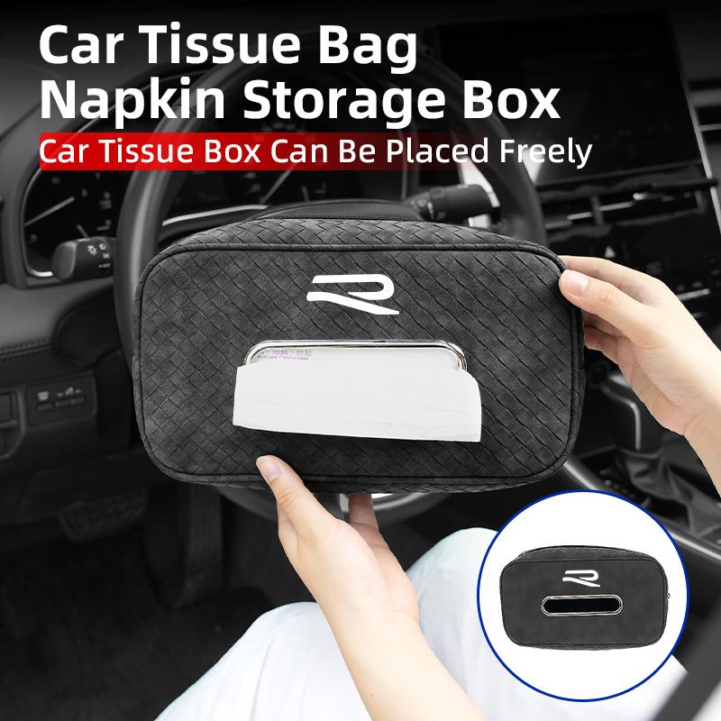 Car In-vehicle Larger size Leather Checkered Tissue Storage Box For VW R Scirocco Jetta Beetle Golf Passat Tiguan Sharan Touran xs8