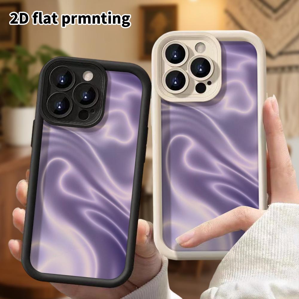 Phone case: 2D flat design suitable for iPhone 18 17 16 15 14 13 Pro step protection case, purple neon tones, Christmas and Halloween gift
