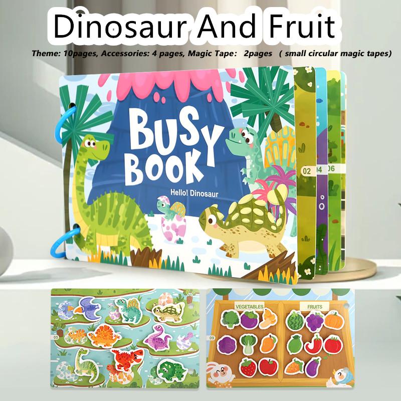 Занимательная книга для детей, наклейки с животными, транспортными средствами и динозаврами, игры на соответствие цифр и букв, интерактивная обучающая книга