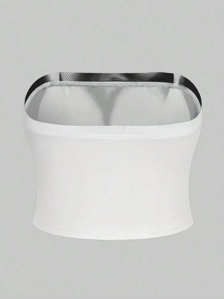 Кроп-топ phumee с графическим принтом, без бретелей, без рукавов, топ-труба, A1931