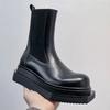 Модные дизайнерские кожаные ботильоны челси женские нескользящие на толстой подошве ботинки на платформе для мужчин в стиле панк мотоциклетные ботинки боты женские