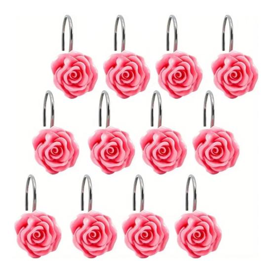12 шт. металлических декоративных крючков для занавесок для душа с рисунком розы, нержавеющая занавеска для душа в ванной