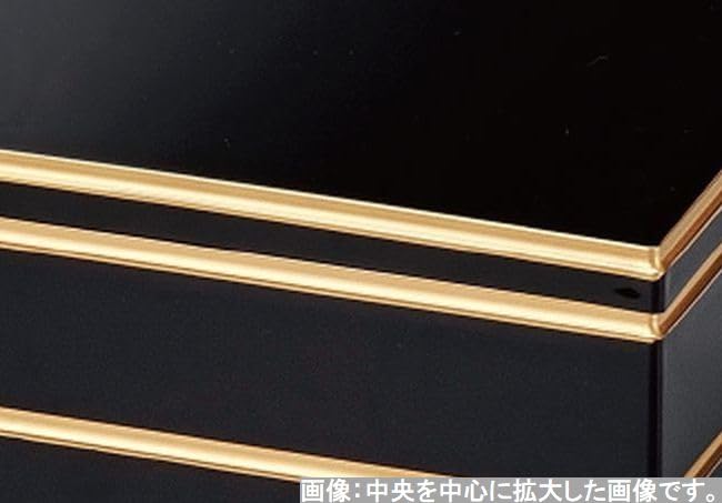 Jubako Arakura Black with Gold X X Made In Japan J-kitchens Two-Tiered (9.5-inch) Style, Rim, 28.5cm 28.5cm 14.5cm,