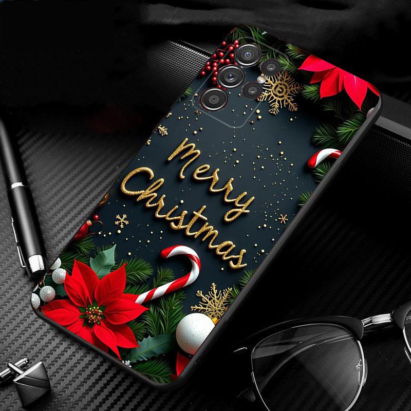 Phone Case For Samsung Galaxy S25 S24 S23 S22 S21 Ultra S24 S23 S22 S21 S25 Plus S24 S20 FE Santa Christmas Tree