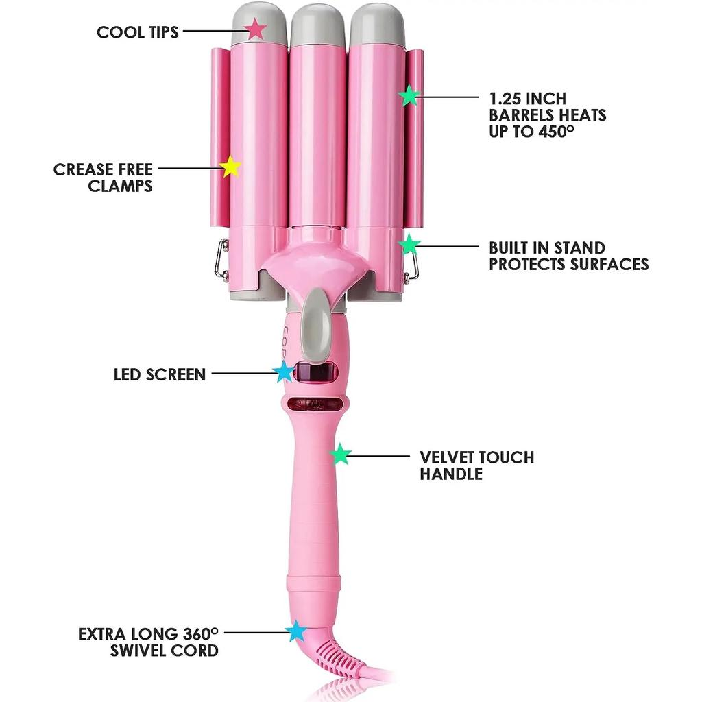ЖК-щипцы для завивки волос, профессиональные керамические щипцы для завивки волос, 3-х цилиндрические щипцы для завивки волос, модные инструменты для укладки волос