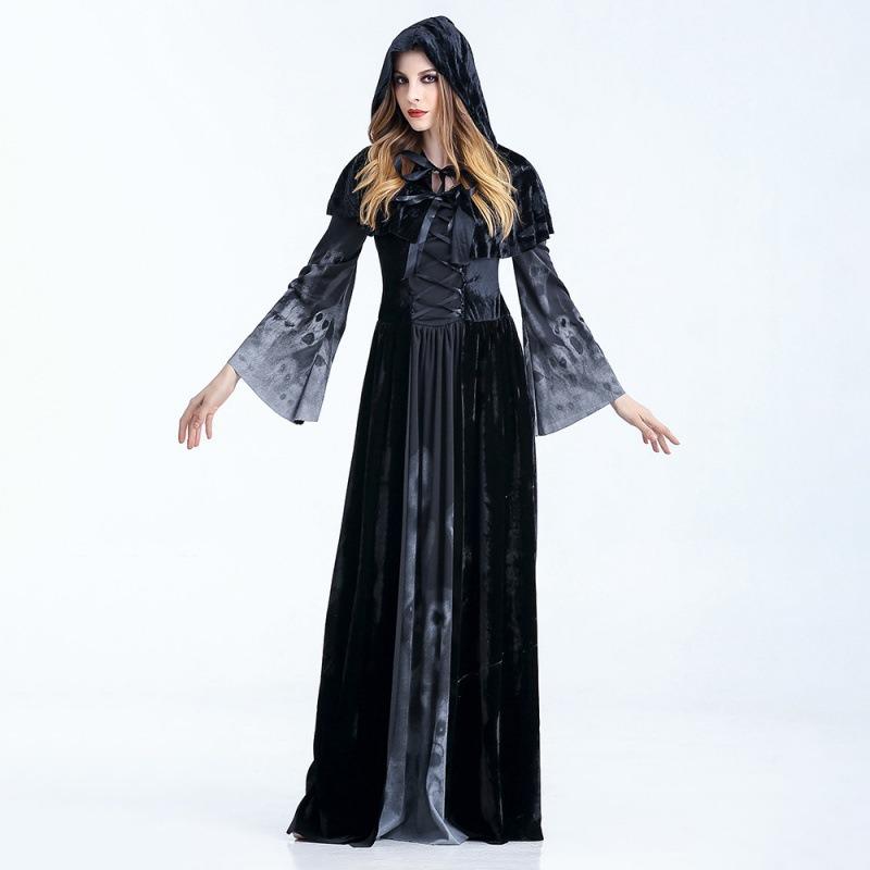Halloween New Skull Print Witch Vampire Costume Queen Costume Party Witch Witch Costume