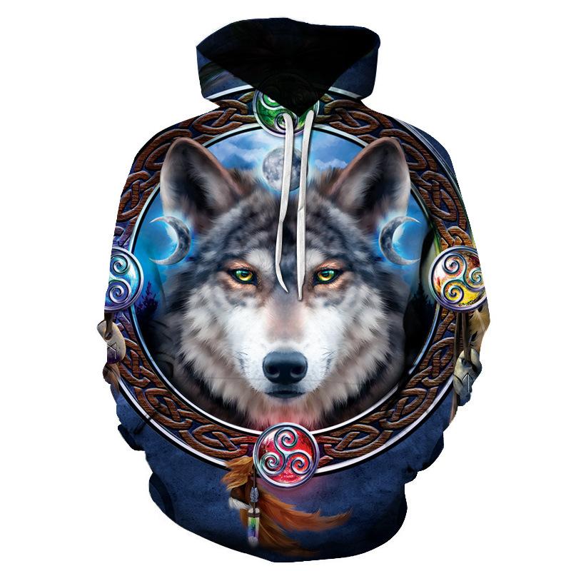 Животный узор Howl Wolf 3D Printing Hoodie Мужские толстовки Женские пальто Зимние толстовки Oversize Top