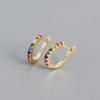 Fashion Cute Minimal Rainbow Hoop Earrings Multicolor Zirconia Small Geometric Earring Jewelry Female Trendy Thin Ear Hoops