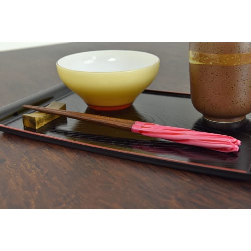 Aoba Chopsticks, Natural Wood, Candy Twist, Red, 23cm
