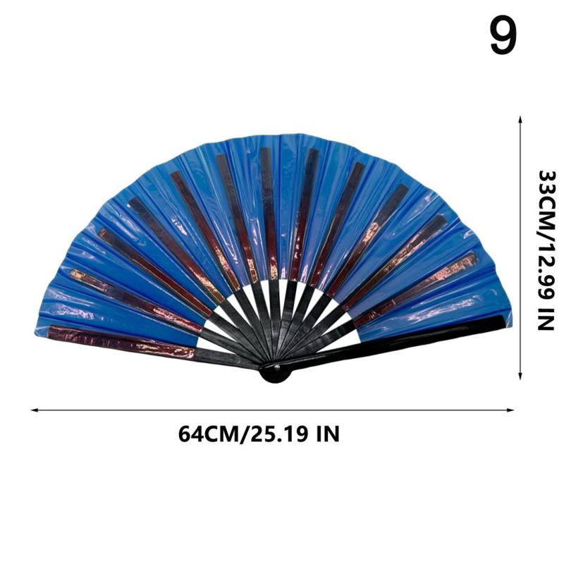 Голографический Складной Веер Для Концертов Кунг-Фу И Рейв-Вечеринок Красочный Аксессуар ПВХ Блестки Лазерный Веер Тайцзи Танцующий Хлопающий Веер