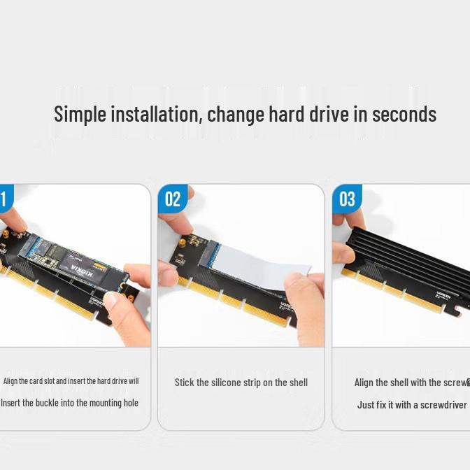 PCIe to M.2 NVMe Expansion Card: 64Gbps High-Speed Transmission, Compatible with 2230/2242/2260