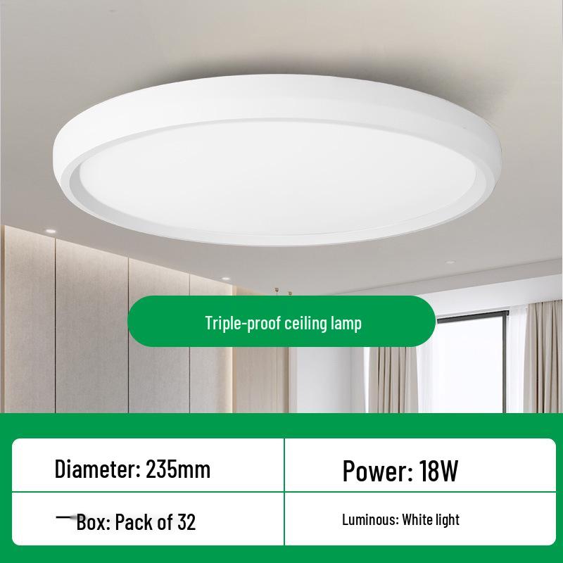 Ультратонкий водонепроницаемый светодиодный потолочный светильник для ванной комнаты, балкона, спальни и коридора.