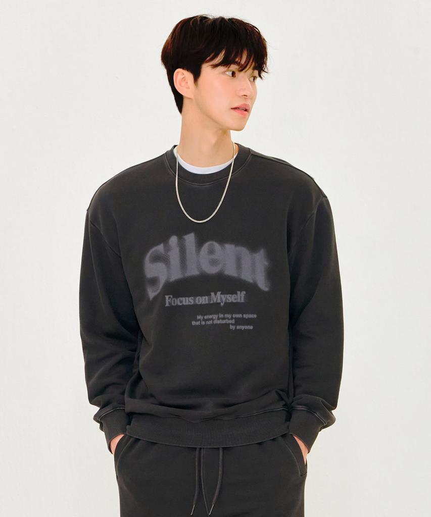 CHASECULT Unisex Pigment Lettering Sweatshirt - Charcoal