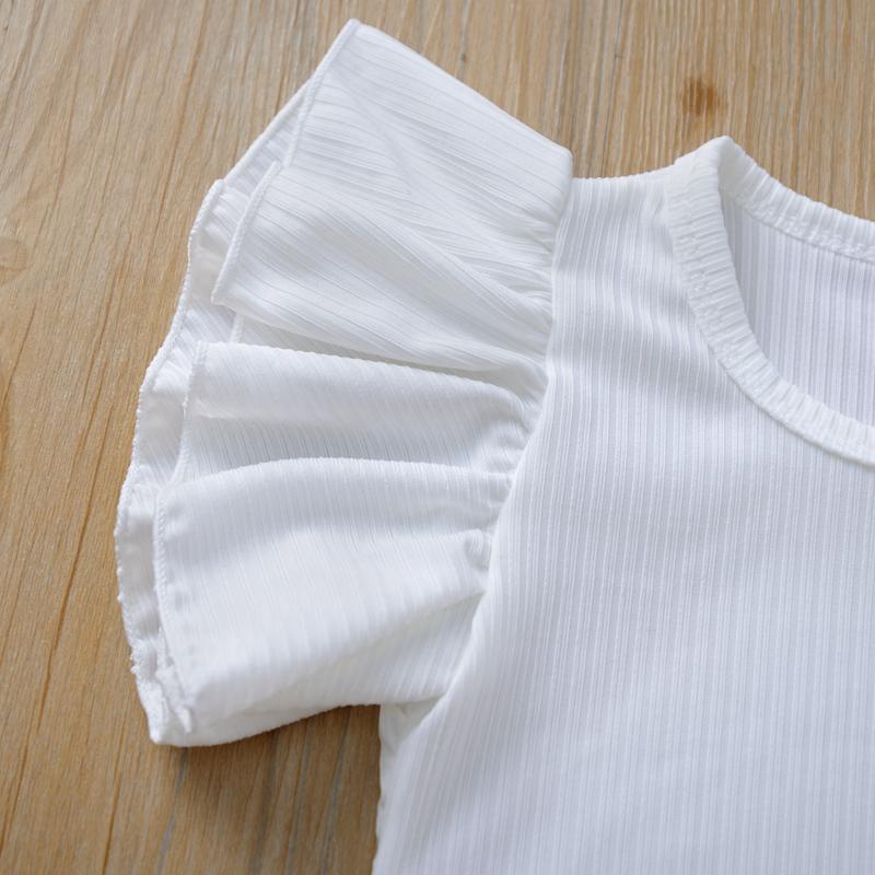 Newborn Baby Girls Ruffles Romper Summer Short Sleeve Jumpsuit Ribbed Knitted Romper Summer Outfits