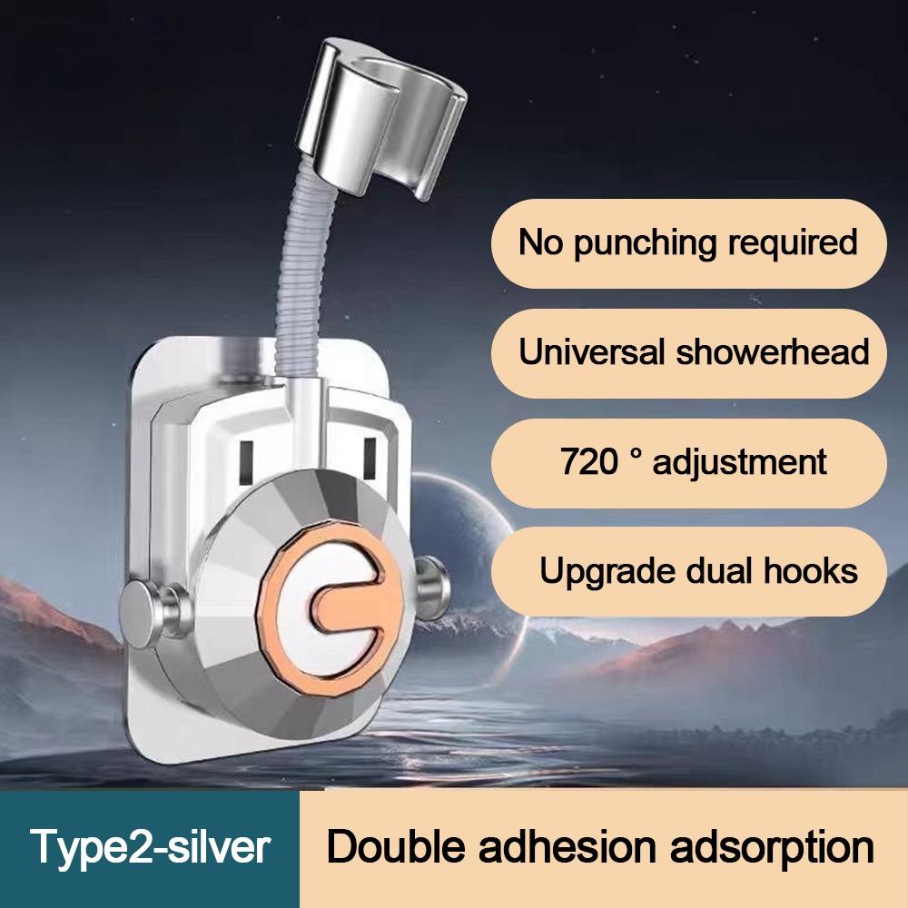 Self-Adhesive Shower Head Holder with Hooks Handheld Sprayer Support  Bathroom Accessories