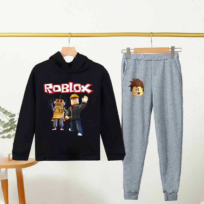 Roblox Children Hoodies Clothes Anime Spr Autumn Boys Girls Hoodies Set Kid Harajuku Fashion Pullover Tops+Pant Suit
