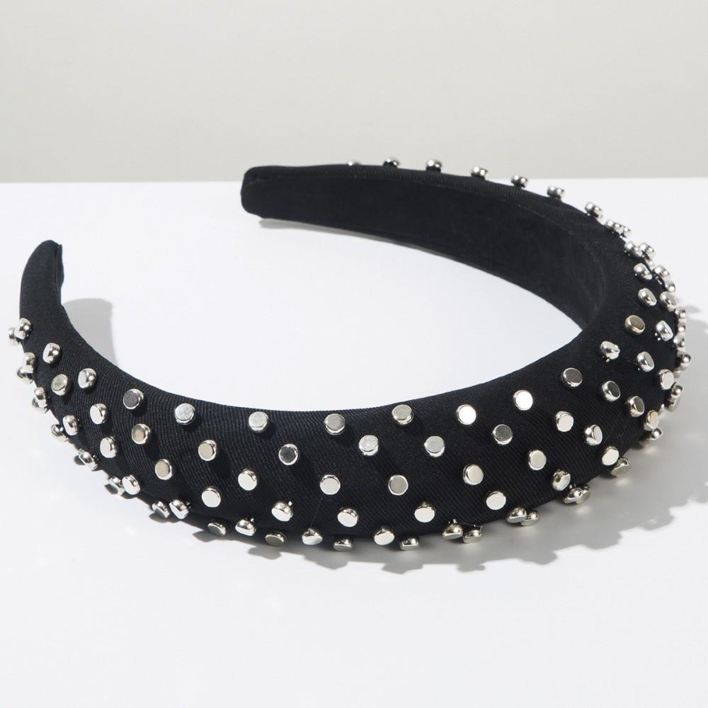 Rivet Detail Rivet Hair Hoop Wide Edge Sponge Headband Versatile Wide Edge Headband  for Women